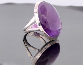 Silver And Amethyst Cocktail Ring