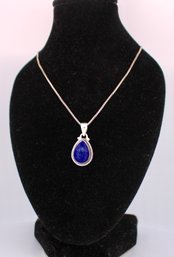 Sterling Silver Necklace With Blue Lapis Pendant