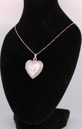 Sterling Silver Heart Locket With Silver Necklace