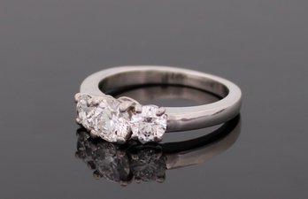 Platinum 1.24 Carat Round Three Stone Diamond Engagement Ring