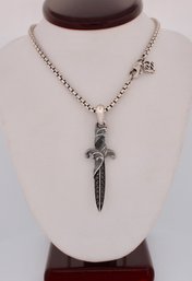 DAVID YURMAN Waves Dagger Amulet In Sterling Silver With Pave Black Diamonds