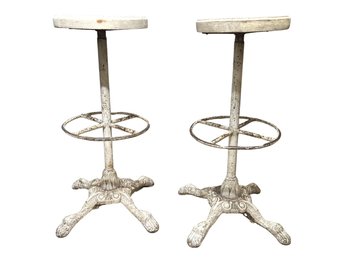 Antique Clawfoot Industrial Machinist Stools - A Pair