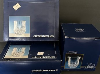 Vintage Cristal D'Arques France 'On The Rocks' Glasses In Box Appear Unused -  Ice Bucket W/box 8' X 7.75'