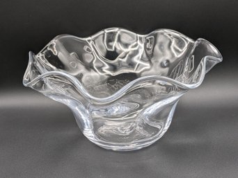 Distinctive Glass Bowl With Waved Edges