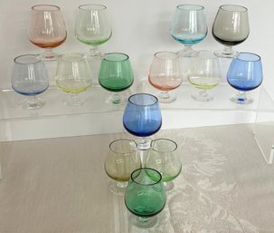 Set Of 14 Vtg BLEFELD & Co. Portugal Colored Cordial Glasses 1oz Each- ORIGINAL BOXES