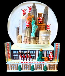 Rare Radio City NYC Skyline Musical Rotating 3D Snow Globe With Box