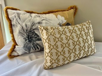Lot (3 Of 3) - 2 Gold Design Accent Pillows