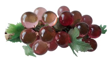 Vintage Mid Century Lucite Large Grape Cluster Mounted On Wood
