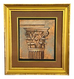Bill Riley - Original Art Of Corinthian Column In Gold Frame, Excellent Condition, Was A Gift From The Artist