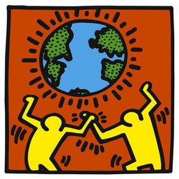 Keith Haring - Untitled (Two Figures With Globe) - Giclee Print