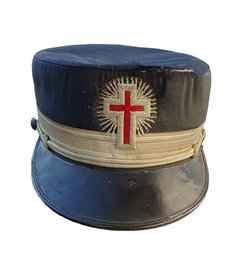 Original Vintage Masonic Knights Templar Uniform Hat With Rain Cover