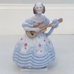 Herend Porcelain Hungary Figure Of An Antebellum Woman Playing Guitar
