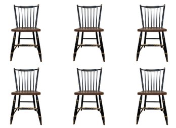 Group Of (6) Hitchcock Spindle Back Chairs - Heavily Worn But Sturdy