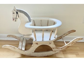 Vintage 1950's Toddler Young Child's Wooden Enclosed Seating Rocking Horse