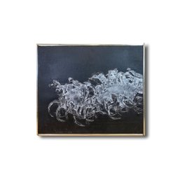 1950s 25x21x2 Titled: Horse Race - Multi Dimensional Mixed Media On Canvas - Signed Alton S. Tobey