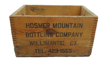 Antique Hosmer Mountain Bottling Co Willimantic CT Wooden Shipping Crate