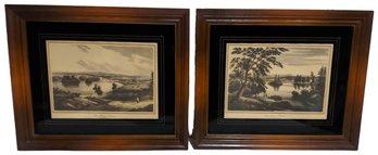 Pair Of 19thc Hudson River School Hand Colored Engravings
