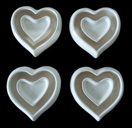 Lot Of 4 Vintage Hummel Goebel Heart Shaped Porcelain Trinket Boxes