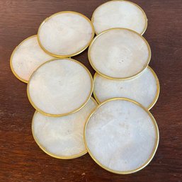 Set Of 8 Mother Of Pearl Capiz Shell Coasters