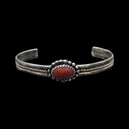 Vintage Native American Sterling Silver Coral Bracelet