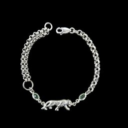 Vintage Sterling Silver Peridot Leopard Bracelet