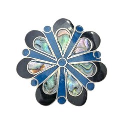 Vintage Mexican Sterling Silver Abalone Brooch