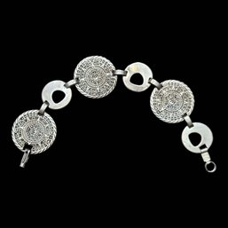 Vintage Sterling Silver Aztec Link Bracelet