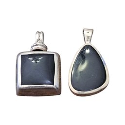 Vintage Mexican Sterling Silver Onyx Pendant Lot