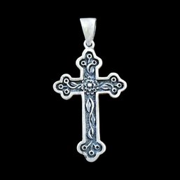 Old Vintage Taxco Mexican Sterling Silver Cross Pendant