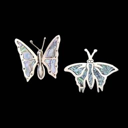 Vintage Taxco Mexico Sterling Silver Abalone Butterfly Brooch Lot