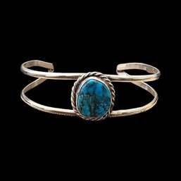 Vintage Native American Sterling Silver Turquoise Cuff