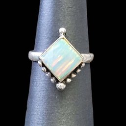 Vintage Sterling Silver Opal Ring, Size 5.5