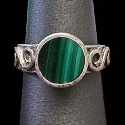 Vintage Sterling Silver Malachite Ring, Size 5.5