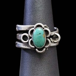 Vintage Native American Sterling Silver Turquoise Ring, Size 8