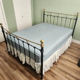 Queen Antique Brass Bed With Headboard And Footboard