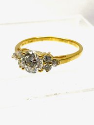 14KT Gold Encrusted 925 Size 10 Ring W/ Cubic Zarconia Stones