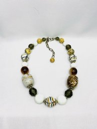 Unique Natural Stone, Glass, & Bead Necklace