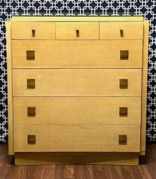 Vintage American Of Martinsville Wood & Laminate 7 Drawer Highboy Dresser