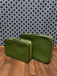 Pair Of Vintage MCM Imperial Suitcases In Avocado