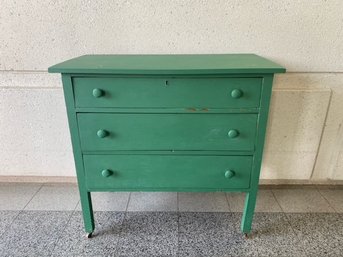 Antique Shabby Chic Country Green Chalk-painted 3 Drawer Dresser
