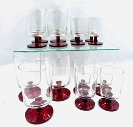 Set Of 15 Arcoroc France Ruby Red Stemware