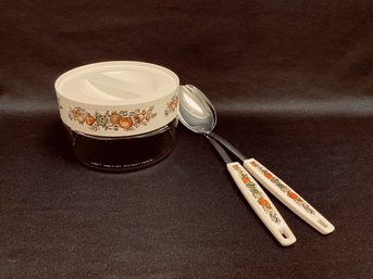 Vintage Pyrex Canister - Spice Of Life Pattern W/ Serving Utensils