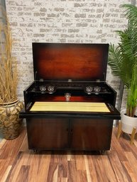 Fabulous MCM Lift Top Dry Bar Cabinet