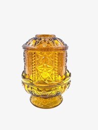 2 Piece Vintage Stars And Bars Amber Glass Fairy Lamp/Lantern By Indiana Glass