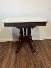 Antique Eastlake Marble Top Rolling Table