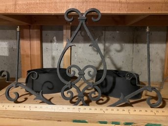 Wrought Iron Decorative Element With Two Metal Lamp Shades