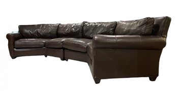 Lillian August Essentials Two Piece Chocolate Brown Leather Sectional