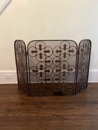 A Vintage Mesh And Wrought Iron Fireplace Screen