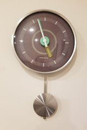 Small George Nelson Wall Clock With Pendulum - Battery Operated