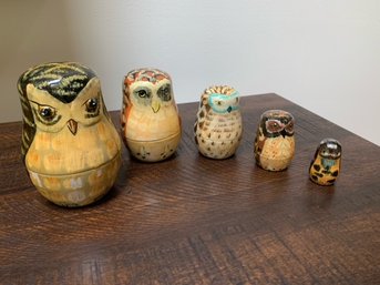 5 Pc Matryoshka Nesting Dolls - Owl